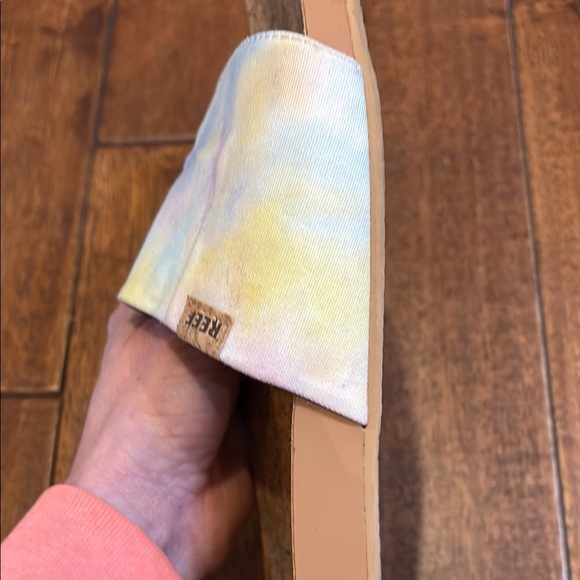 WOMEN'S REEF WATERCOLOR CORK CUSHION SCOUT SLIDE ON BEACH SANDALS SIZE 7 - Picture 6 of 8